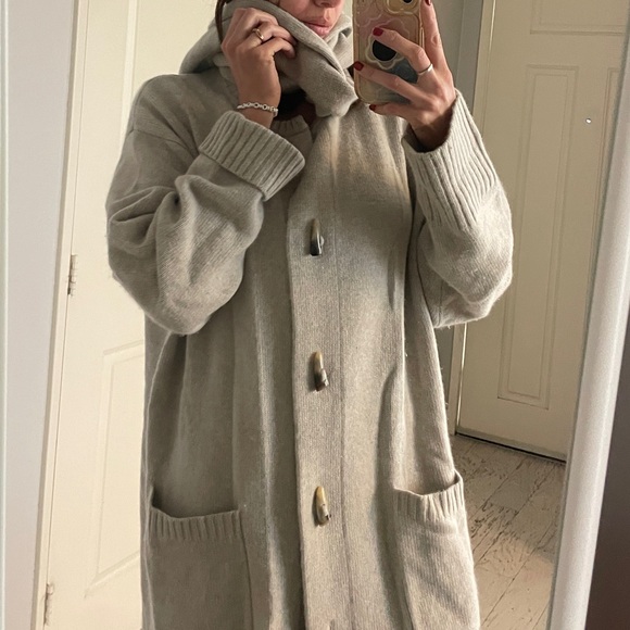 lauren Ralph Lauren Merino Wool Angora gRAY Cardigan Coatigan Scarf 3X - Picture 7 of 8